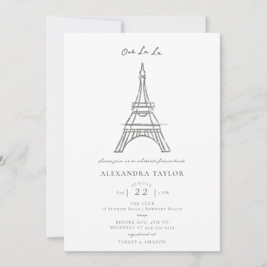 Invitation Ooh La Parties scintillant Eiffel Paris Fête des m (Devant)