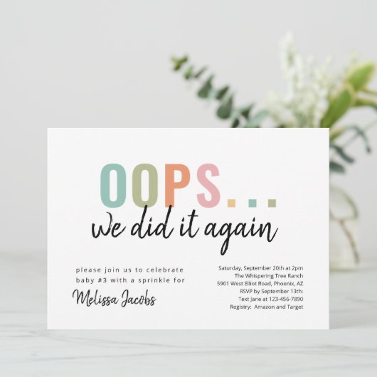 Invitation Oops Drôle Nous L'Avons Fait De Nouveau Bébé Sprin (Debout devant)