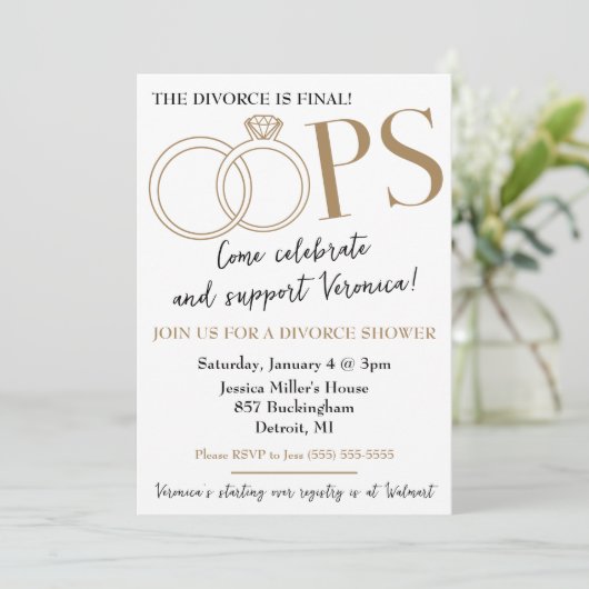 Invitation OOPS ! Fête de Divorce (Debout devant)