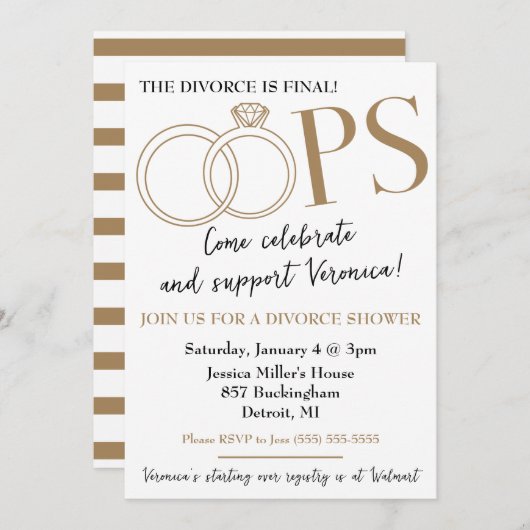 Invitation OOPS ! Fête de Divorce (Devant / Derrière)