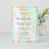Invitation Opal Gemstone élégant moderne avec détails or (Debout devant)
