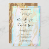 Invitation Opal Gemstone élégant moderne avec détails or (Devant / Derrière)