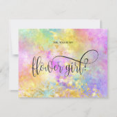 Invitation opale holographique seras-tu ma demoiselle d'honne (Devant)