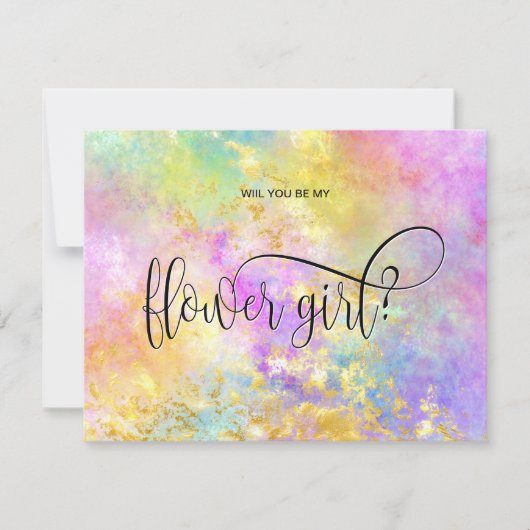 Invitation opale holographique seras-tu ma demoiselle d'honne (Devant)