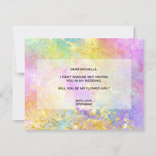 Invitation opale holographique seras-tu ma demoiselle d'honne (Dos)