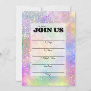 Invitation Opale Pailleté Arc-en-ciel Manuscrit