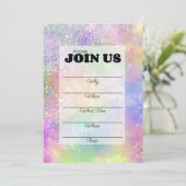 Invitation Opale Pailleté Rainbow Manuscrit (Debout devant)