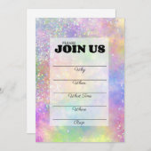 Invitation Opale Pailleté Rainbow Manuscrit (Devant / Derrière)
