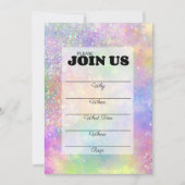 Invitation Opale Pailletée Arc-en-ciel Manuscrite (Devant)