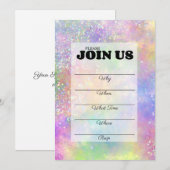 Invitation Opale Pailletée Rainbow Manuscrit (Devant / Derrière)