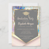 Invitation Opale Rose élégant de Parties scintillant or diama (Devant)