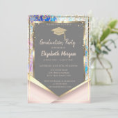 Invitation Opale Rose élégant de Parties scintillant or diama (Debout devant)