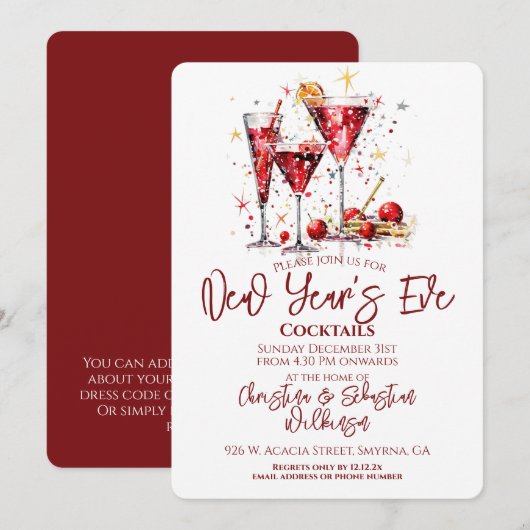 Invitation Open Cocktail du Nouvel An (Devant / Derrière)