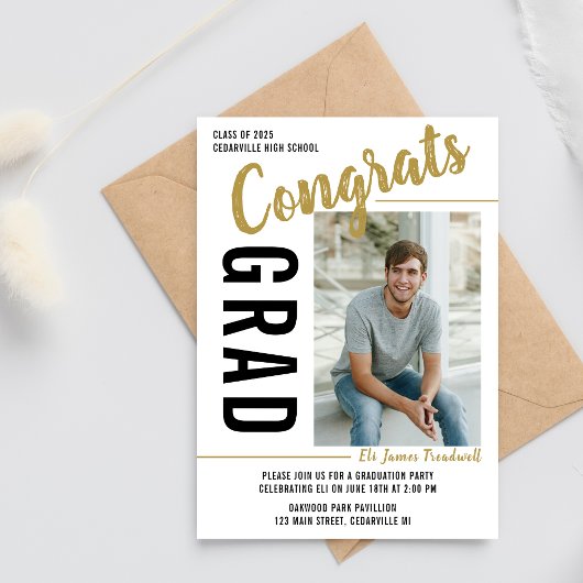 Invitation Open House 2025 de la fête de graduation Photo Gol