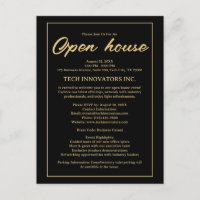 Invitation Open House Black & Gold Elegant