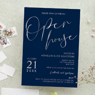 Invitation Open House de la marine Blue & Silver Elegant