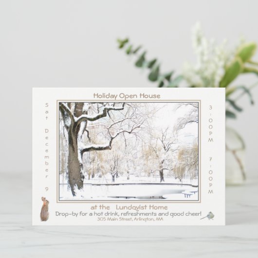 Invitation Open House de vacances : (Debout devant)