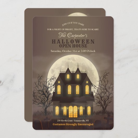 Invitation Open House d'Halloween (Devant / Derrière)