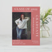 Invitation Open House - Graduation Photo Moderne | Corail (Debout devant)