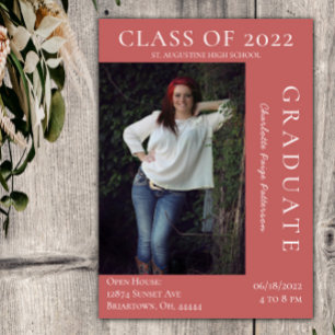 Invitation Open House - Graduation Photo Moderne   Corail