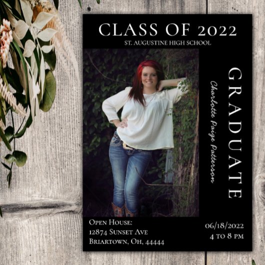 Invitation Open House - Graduation Photo Moderne | Noir