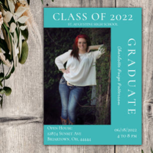 Invitation Open House - Graduation Photo Moderne TURQUOISE