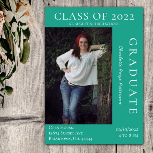 Invitation Open House - Graduation Photo Moderne | Vert