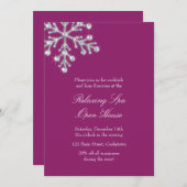Invitation Open House Magenta Décalage Crystal Snowflake (Devant / Derrière)