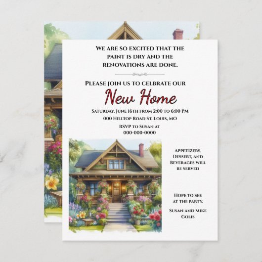 Invitation Open House New Home Party, événement (Devant / Derrière)