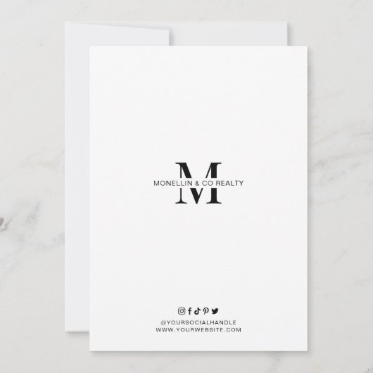 Invitation Open House Noir Blanc Immobilier (Dos)