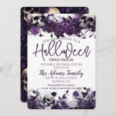 Invitation Open House Party d'Halloween violet (Devant / Derrière)