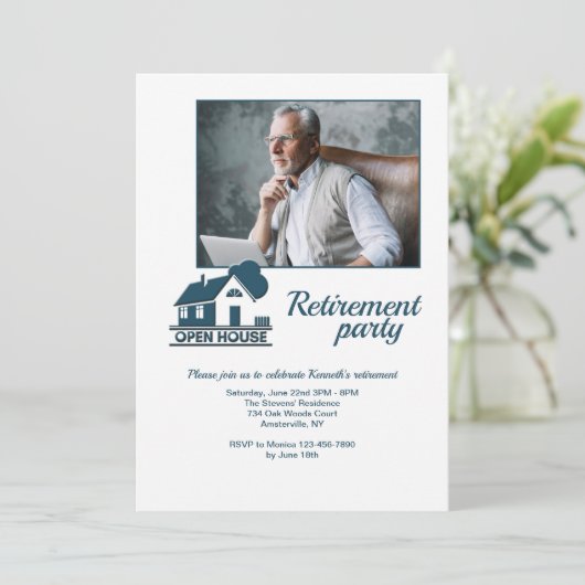 Invitation Open House Photo Retirement Party (Debout devant)