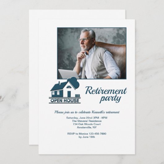 Invitation Open House Photo Retirement Party (Devant / Derrière)