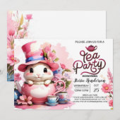 Invitation Open House Tea Party Baby Girl Douche (Devant / Derrière)