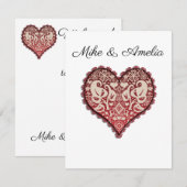 Invitation Openwork, vintage heart, vintage, heart, lace (Devant / Derrière)