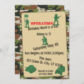 Invitation Opération Anniversaire Jouet Bash Jouet Soldat ann (Devant / Derrière)