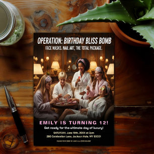 Invitation Opération Fête d'anniversaire Spa Party Bliss