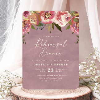 Invitation Ophelia Dusty Pink Floral Réception de Mariage