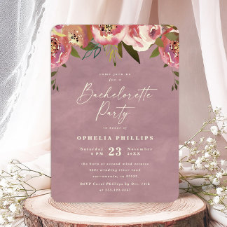 Invitation Ophelia Dusty Rose Floral Bachelorette