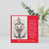 Invitation Opossum de Virginie portant un chapeau d'anniversa (Debout devant)