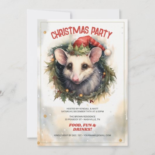Invitation Opossum Watercolor (Devant)