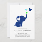 Invitation Option virtuelle Baby shower bleu éléphant minimal (Devant)