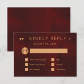 Invitation Options de repas mariage en cuivre métallique bord (Devant / Derrière)