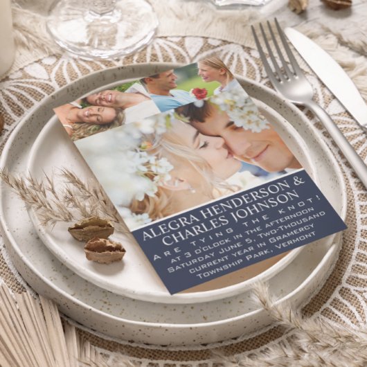 Invitation Opulence bleue Votre Mariage de typographie photo