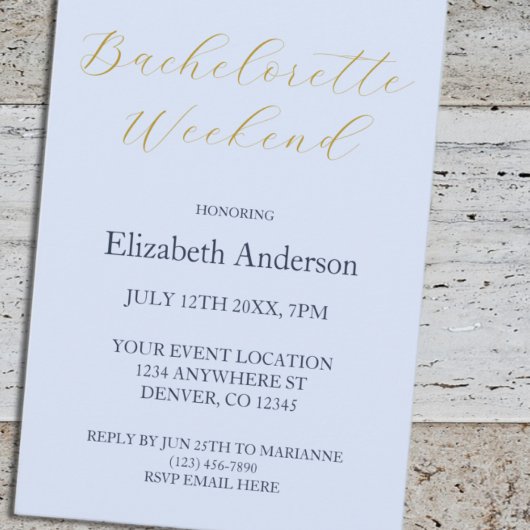 Invitation Opulente Bachelorette Bleue