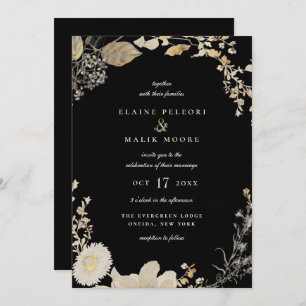 Invitation Opulente de mariage dans le jardin doré