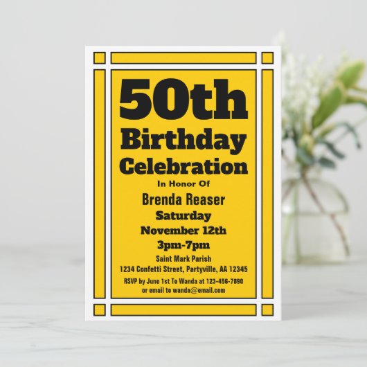Invitation Or 50e anniversaire (Debout devant)