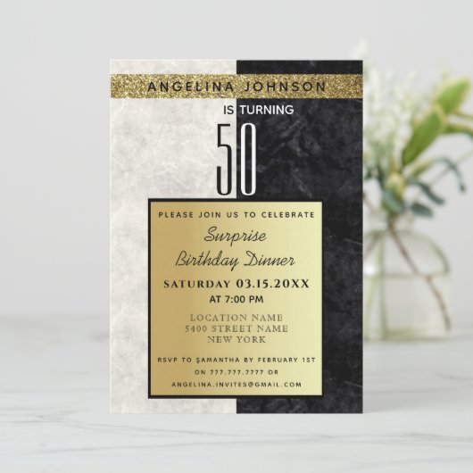 Invitation Or 50e anniversaire (Debout devant)