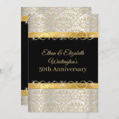Invitation Or 50e anniversaire argent et diamant noir (Devant / Derrière)