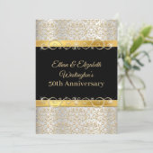 Invitation Or 50e anniversaire en argent, or et diamant noir (Debout devant)